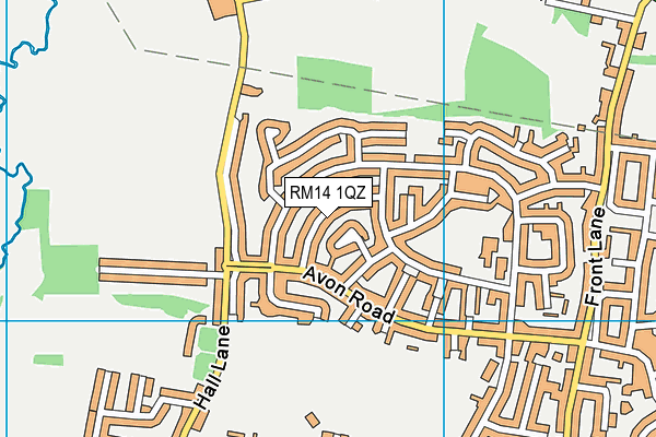 RM14 1QZ map - OS VectorMap District (Ordnance Survey)