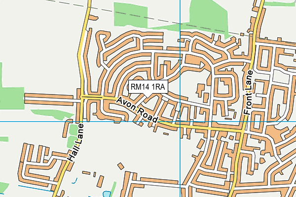 RM14 1RA map - OS VectorMap District (Ordnance Survey)