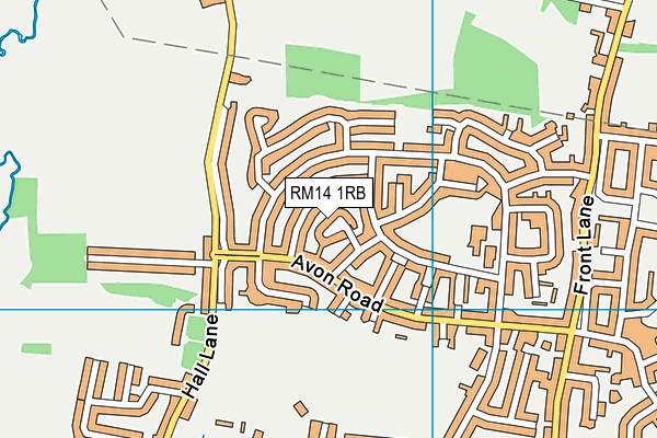 RM14 1RB map - OS VectorMap District (Ordnance Survey)