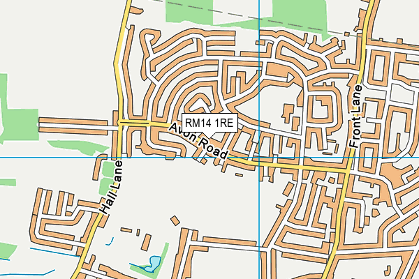 RM14 1RE map - OS VectorMap District (Ordnance Survey)