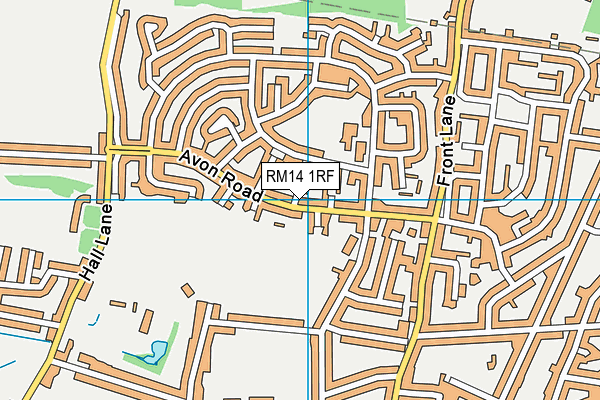 RM14 1RF map - OS VectorMap District (Ordnance Survey)
