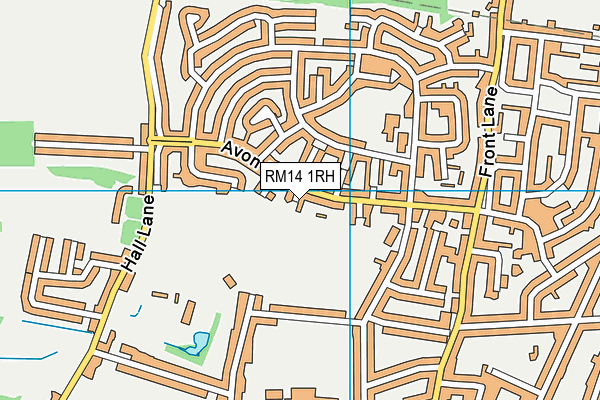 RM14 1RH map - OS VectorMap District (Ordnance Survey)