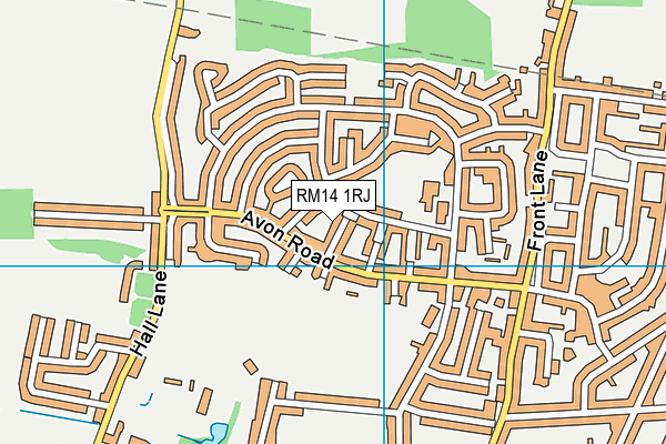 RM14 1RJ map - OS VectorMap District (Ordnance Survey)