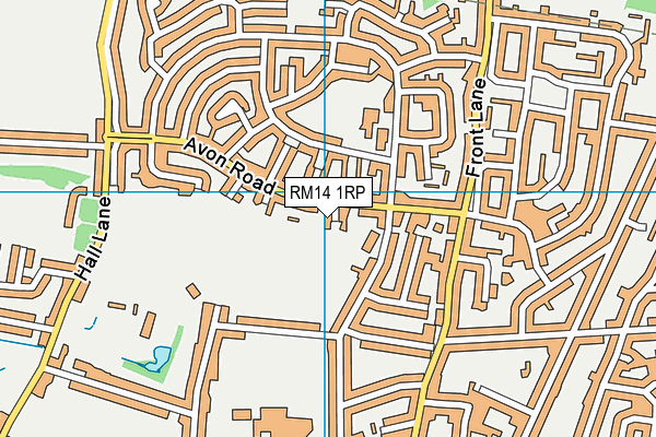 RM14 1RP map - OS VectorMap District (Ordnance Survey)