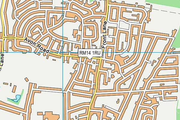 RM14 1RU map - OS VectorMap District (Ordnance Survey)