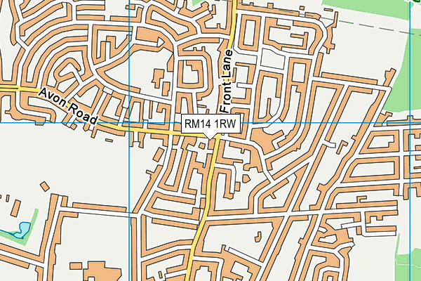 RM14 1RW map - OS VectorMap District (Ordnance Survey)