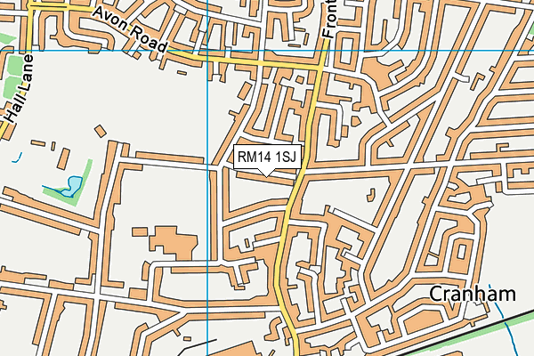 RM14 1SJ map - OS VectorMap District (Ordnance Survey)