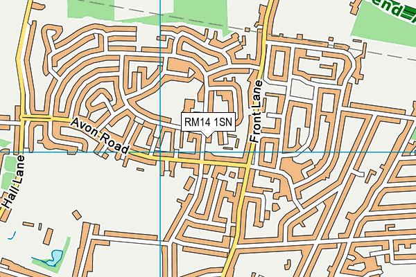 RM14 1SN map - OS VectorMap District (Ordnance Survey)