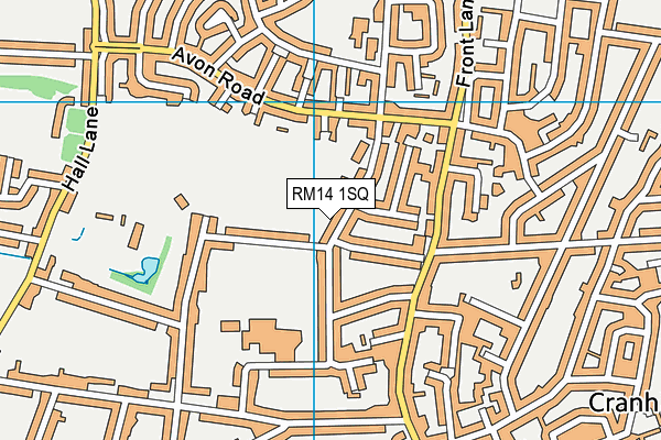 RM14 1SQ map - OS VectorMap District (Ordnance Survey)