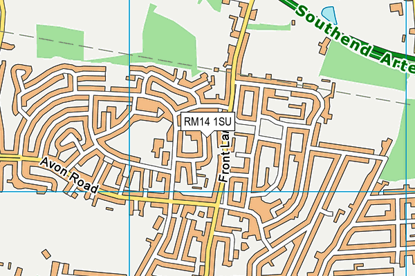 RM14 1SU map - OS VectorMap District (Ordnance Survey)