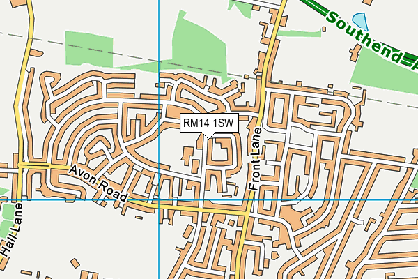 RM14 1SW map - OS VectorMap District (Ordnance Survey)