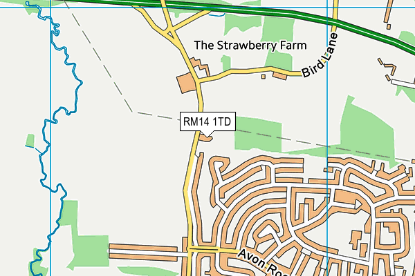 RM14 1TD map - OS VectorMap District (Ordnance Survey)