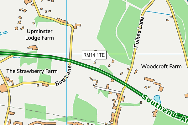 RM14 1TE map - OS VectorMap District (Ordnance Survey)