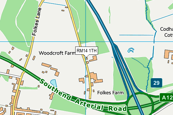 RM14 1TH map - OS VectorMap District (Ordnance Survey)