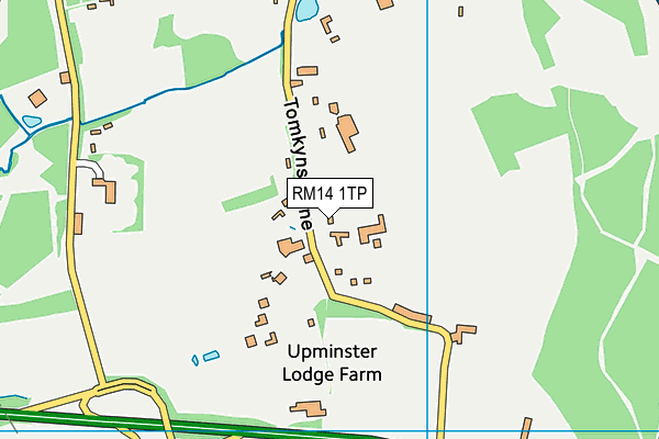 RM14 1TP map - OS VectorMap District (Ordnance Survey)