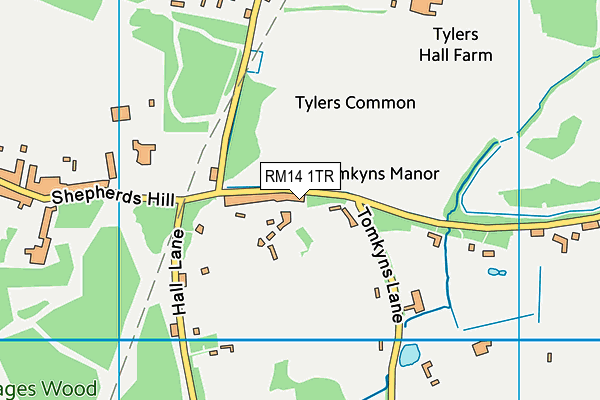 RM14 1TR map - OS VectorMap District (Ordnance Survey)