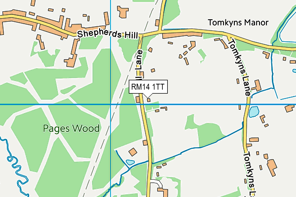 RM14 1TT map - OS VectorMap District (Ordnance Survey)