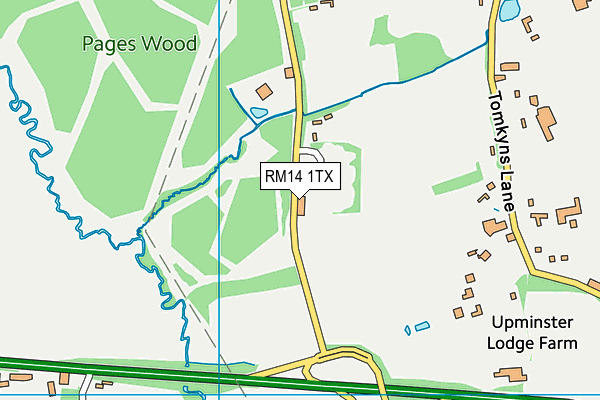 RM14 1TX map - OS VectorMap District (Ordnance Survey)