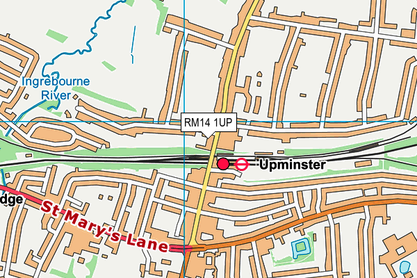 RM14 1UP map - OS VectorMap District (Ordnance Survey)