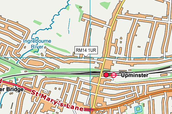 RM14 1UR map - OS VectorMap District (Ordnance Survey)