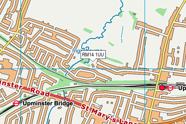 RM14 1UU map - OS VectorMap District (Ordnance Survey)