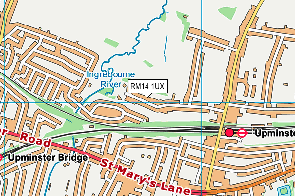 RM14 1UX map - OS VectorMap District (Ordnance Survey)