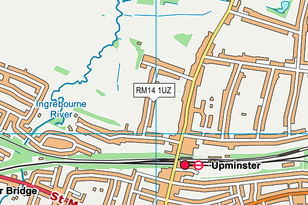 RM14 1UZ map - OS VectorMap District (Ordnance Survey)