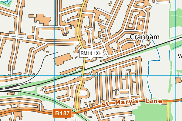 RM14 1XH map - OS VectorMap District (Ordnance Survey)