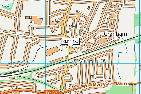 RM14 1XJ map - OS VectorMap District (Ordnance Survey)