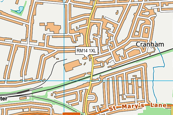 RM14 1XL map - OS VectorMap District (Ordnance Survey)