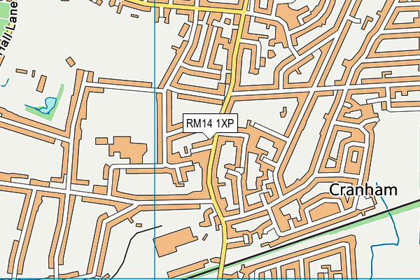 RM14 1XP map - OS VectorMap District (Ordnance Survey)