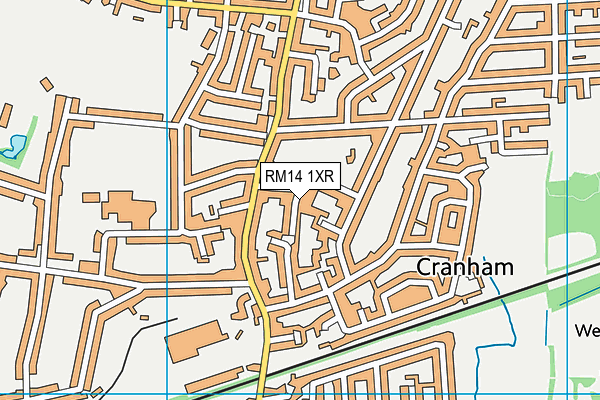 RM14 1XR map - OS VectorMap District (Ordnance Survey)