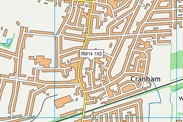 RM14 1XS map - OS VectorMap District (Ordnance Survey)