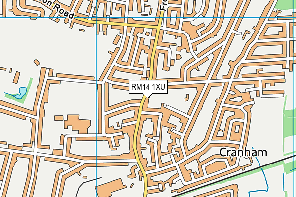 RM14 1XU map - OS VectorMap District (Ordnance Survey)