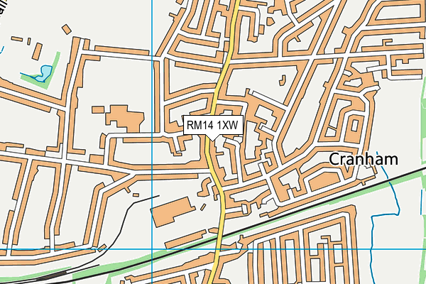 RM14 1XW map - OS VectorMap District (Ordnance Survey)