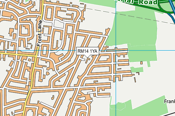 RM14 1YA map - OS VectorMap District (Ordnance Survey)