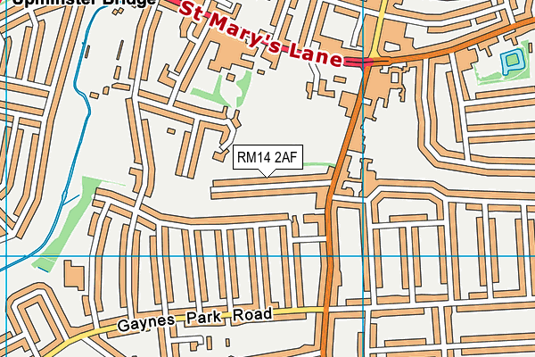 RM14 2AF map - OS VectorMap District (Ordnance Survey)