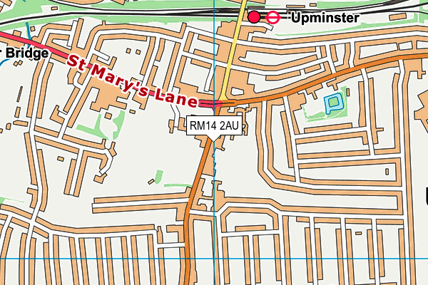 RM14 2AU map - OS VectorMap District (Ordnance Survey)
