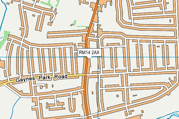 RM14 2AX map - OS VectorMap District (Ordnance Survey)