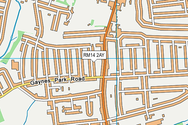 RM14 2AY map - OS VectorMap District (Ordnance Survey)