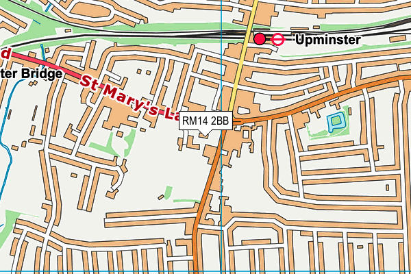 RM14 2BB map - OS VectorMap District (Ordnance Survey)