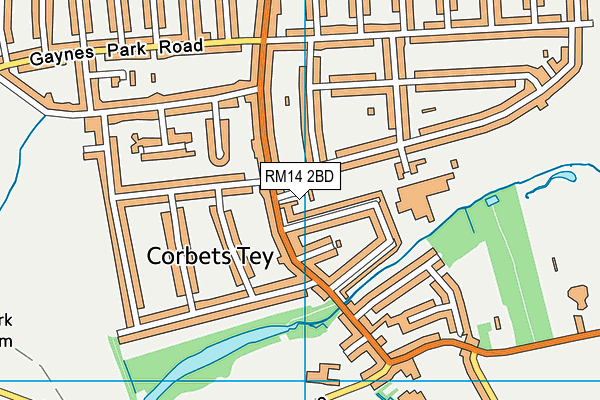 RM14 2BD map - OS VectorMap District (Ordnance Survey)