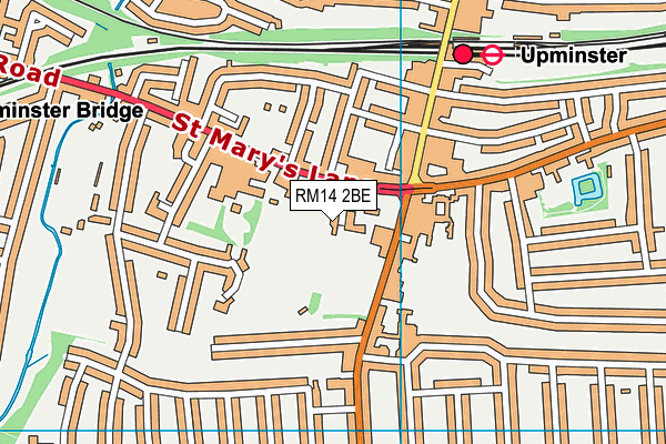 RM14 2BE map - OS VectorMap District (Ordnance Survey)