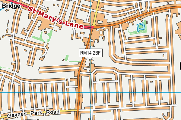 RM14 2BF map - OS VectorMap District (Ordnance Survey)