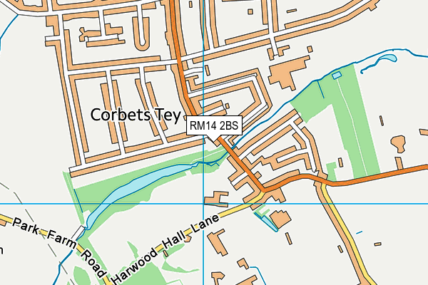 RM14 2BS map - OS VectorMap District (Ordnance Survey)