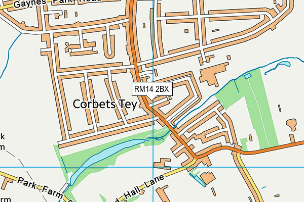 RM14 2BX map - OS VectorMap District (Ordnance Survey)