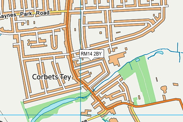 RM14 2BY map - OS VectorMap District (Ordnance Survey)