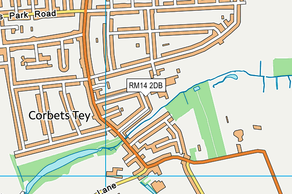 RM14 2DB map - OS VectorMap District (Ordnance Survey)