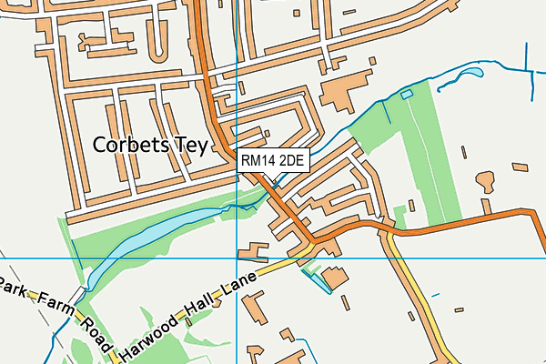 RM14 2DE map - OS VectorMap District (Ordnance Survey)