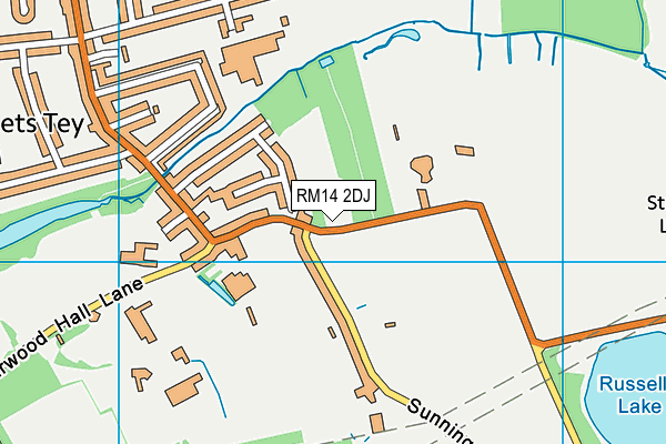 RM14 2DJ map - OS VectorMap District (Ordnance Survey)